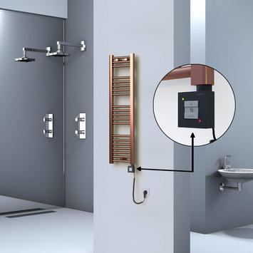  - Haiti Electric Towel Warmer 300x1100 Flat Antique Copper Gloss (KTX1 Thermostat) 200 Watt Spiral Cable