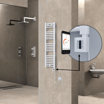  - HAITI Elektrikli Havlupan 300x1100 Düz Beyaz (KTX4 Termostat) 300W Spiral Kablolu