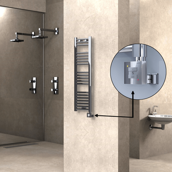 Radiva - Haiti Electric Towel Warmer 300x1100 Flat Chrome (KTX1 Thermostat) 200 Watt