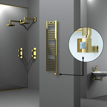 Radiva - Haiti Electric Towel Warmer 300x1200 Flat Gold (KTX1 Thermostat) 200 Watt