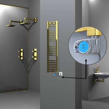 Radiva - Haiti Electric Towel Warmer 300x1200 Flat Gold (Musa Thermostat) 200 Watt