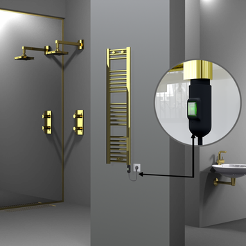 Radiva - Haiti Electric Towel Warmer 300x1200 Flat Gold (On/Off Button) 200 Watt