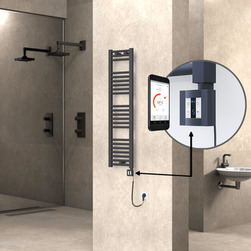 Radiva - Haiti Sèche Serviettes Electrique 300x1200 Anthracite Ktx4 300 Watt Câble en spirale