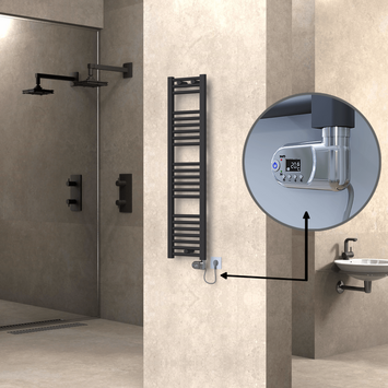 Radiva - Haiti Sèche Serviettes Electrique 300x1200 Anthracite (Thermostat Thesis) 300 Watt