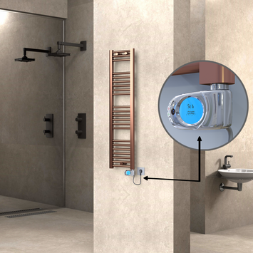  - Haiti Electric Towel Warmer 300x1200 Flat Antique Copper Gloss (Musa Thermostat) 200 Watt