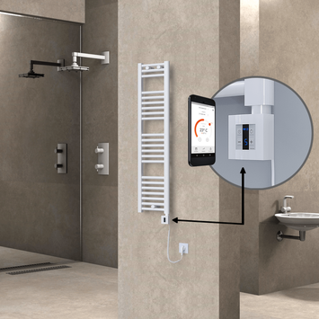  - HAITI Elektrikli Havlupan 300x1200 Düz Beyaz (KTX4 Termostat) 300W Spiral Kablolu