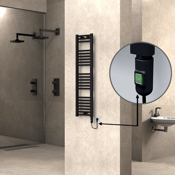 Radiva - Haiti Sèche Serviettes Electrique 300x1200 Noir mat (On/Off) 300 Watt