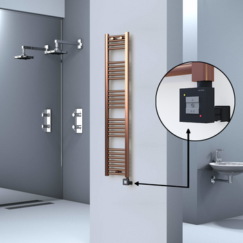 Radiva - Haiti Electric Towel Warmer 300x1500 Flat Antique Copper Gloss (KTX1 Thermostat) 300 Watt