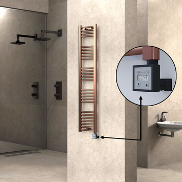 Radiva - HAITI Elektrikli Havlupan 300x1500 Düz Bakır Eskitme (KTX3 Termostat) 300W