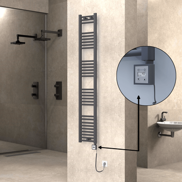 Radiva - Haiti Elektrikli Havlupan 300x1800 Antrasit (KTX3 Termostat) 600W Spiral Kablolu