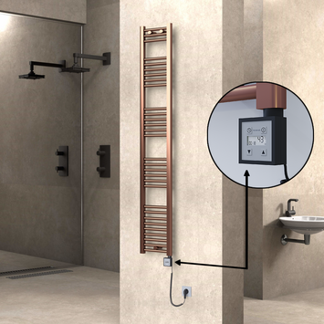 Radiva - HAITI Elektrikli Havlupan 300x1800 Düz Bakır Eskitme (KTX3 Termostat) 300W Spiral Kablolu