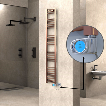  - Haiti Electric Towel Warmer 300x1800 Flat Antique Copper Gloss (Musa Thermostat) 300 Watt