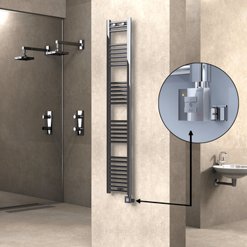  - Haiti Electric Towel Warmer 300x1800 Flat Chrome (KTX1 Thermostat) 300 Watt