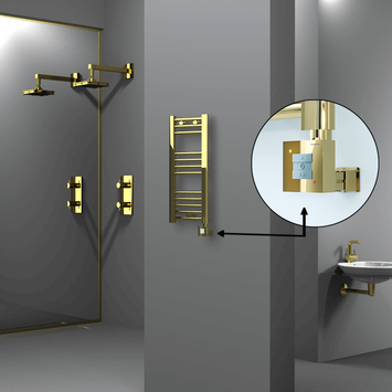 Radiva - Haiti Electric Towel Warmer 300x700 Flat Gold (KTX1 Thermostat) 200 Watt