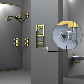 Radiva - Haiti Electric Towel Warmer 300x700 Flat Gold (Thesis Thermostat) 200 Watt