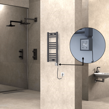 Radiva - Haiti Sèche Serviettes Electrique 300x700 Anthracite Ktx3 200 Watt Câble en spirale