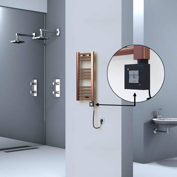  - Haiti Electric Towel Warmer 300x700 Flat Antique Copper Gloss (KTX1 Thermostat) 200 Watt Spiral Cable