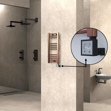  - Haiti Electric Towel Warmer 300x700 Flat Antique Copper Gloss (KTX3 Thermostat) 200 Watt