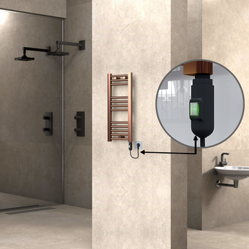  - Haiti Electric Towel Warmer 300x700 Flat Antique Copper Gloss (On/Off Button) 200 Watt