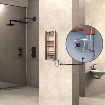  - Haiti Electric Towel Warmer 300x700 Flat Antique Copper Gloss (Thesis Thermostat) 200 Watt