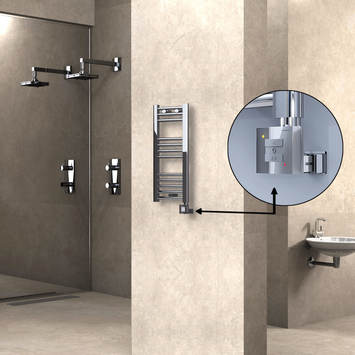 Radiva - Haiti Electric Towel Warmer 300x700 Flat Chrome (KTX1 Thermostat) 200 Watt