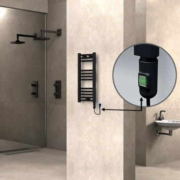 Radiva - Haiti Electric Towel Warmer 300x700 Flat Black Matt (On/Off Button) 200 Watt
