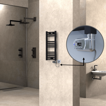 Radiva - Haiti Sèche Serviettes Electrique 300x700 Noir mat (Thermostat Thesis) 200 Watt