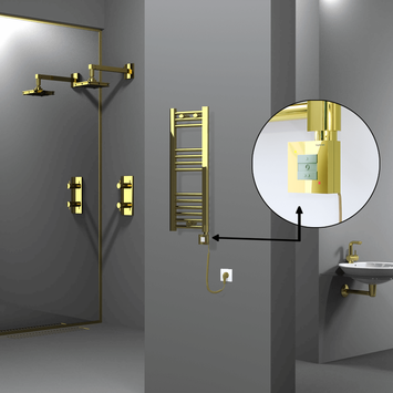 Radiva - HAITI Elektrikli Havlupan 300x800 Düz Altın (KTX1 Termostat) 200W Spiral Kablolu