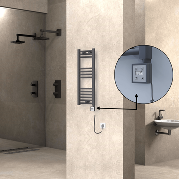 Radiva - Haiti Sèche Serviettes Electrique 300x800 Anthracite Ktx3 200 Watt Câble en spirale