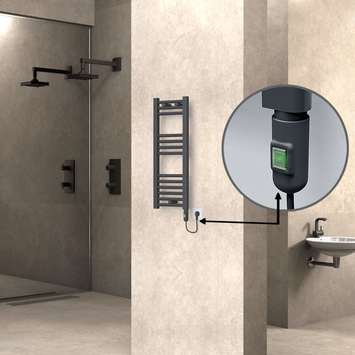 Radiva - HAITI Elektrikli Havlupan 300x800 Düz Antrasit (On/Off Düğmeli) 200W