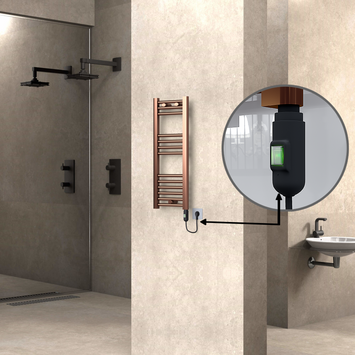 Radiva - Haiti Electric Towel Warmer 300x800 Flat Antique Copper Gloss (On/Off Button) 200 Watt