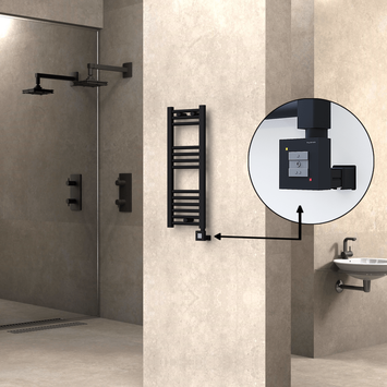 Radiva - Haiti Electric Towel Warmer 300x800 Flat Black Matt (KTX1 Thermostat) 200 Watt