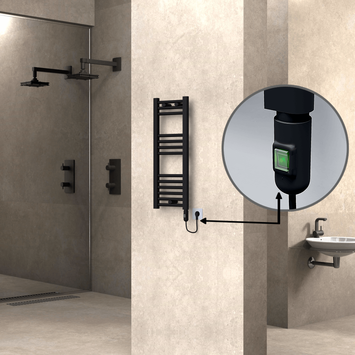 Radiva - HAITI Elektrikli Havlupan 300x800 Düz Siyah (On/Off Düğmeli) 200W