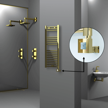 Radiva - Haiti Electric Towel Warmer 400x1000 Flat Gold (KTX1 Thermostat) 200 Watt