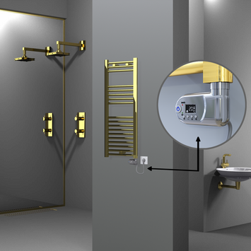 Radiva - Haiti Sèche Serviettes Electrique 400x1000 Or (Thermostat Thesis) 200 Watt