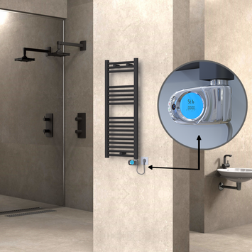 Radiva - Haiti Sèche Serviettes Electrique 400x1000 Anthracite (Thermostat Musa) 300 Watt