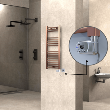  - HAITI Elektrikli Havlupan 400x1000 Düz Bakır Eskitme (Thesis Termostat) 200W