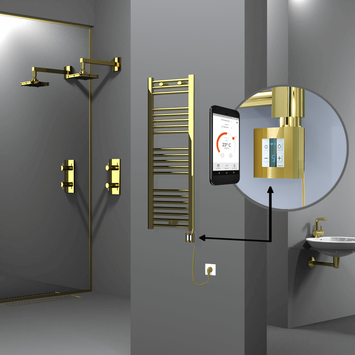 Radiva - HAITI Elektrikli Havlupan 400x1100 Düz Altın (KTX4 Termostat) 300W Spiral Kablolu