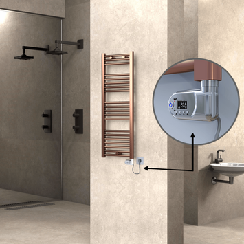 Radiva - Haiti Electric Towel Warmer 400x1100 Flat Antique Copper Gloss (Thesis Thermostat) 300 Watt
