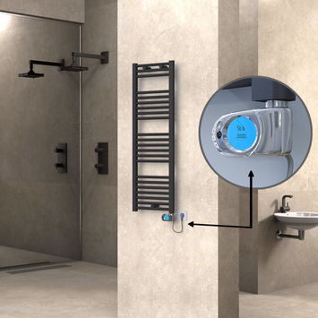 Radiva - Haiti Sèche Serviettes Electrique 400x1200 Anthracite (Thermostat Musa) 600 Watt