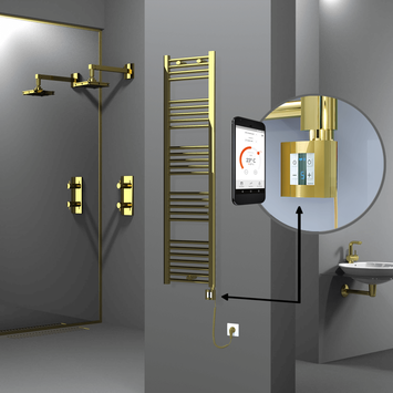 Radiva - HAITI Elektrikli Havlupan 400x1500 Düz Altın (KTX4 Termostat) 300W Spiral Kablolu