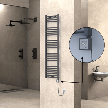 Radiva - Haiti Sèche Serviettes Electrique 400x1500 Anthracite Ktx3 600 Watt Câble en spirale