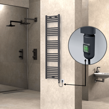 Radiva - HAITI Elektrikli Havlupan 400x1500 Düz Antrasit (On/Off Düğmeli) 600W