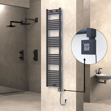 Radiva - Haiti Sèche Serviettes Electrique 400x1800 Anthracite Ktx1 600 Watt Câble en spirale