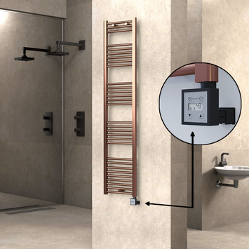  - Haiti Electric Towel Warmer 400x1800 Flat Antique Copper Gloss (KTX3 Thermostat) 300 Watt