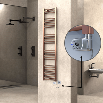  - HAITI Elektrikli Havlupan 400x1800 Düz Bakır Eskitme (Thesis Termostat) 300W