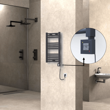 Radiva - Haiti Sèche Serviettes Electrique 400x700 Anthracite Ktx1 300 Watt Câble en spirale