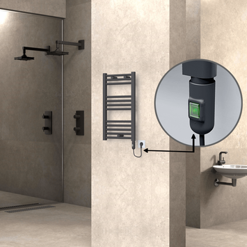 Radiva - HAITI Elektrikli Havlupan 400x700 Düz Antrasit (On/Off Düğmeli) 300W