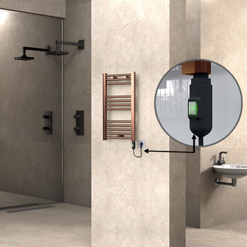  - Haiti Electric Towel Warmer 400x700 Flat Antique Copper Gloss (On/Off Button) 200 Watt