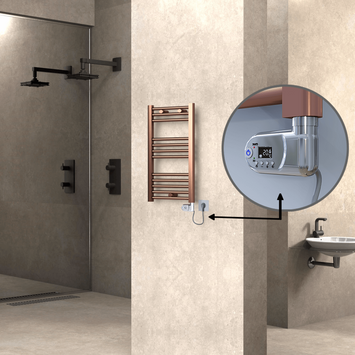 Radiva - Haiti Electric Towel Warmer 400x700 Flat Antique Copper Gloss (Thesis Thermostat) 200 Watt